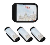 4 Pcs Luggage Handle Wraps Flag - Raising Ceremony Scene Polyester Wraps Luggage Tags for Suitcase