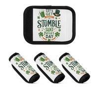 4 Pcs Luggage Handle Wraps St. Patrick's Day Let's Get Ready To Stumble Comfortable Decorative Luggage Handle for Travelling Luggage Identifier