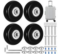4 Pcs Luggage Replacement, 50x17mm Suitcase Wheels, Rubber Suitcase Skate Swivel Caster with Bearings, Repair Kit with Tools