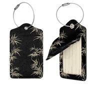 4 PCS Luggage Tags for Suitcase PU Leather Suitcase Tag with Stainless Steel Loop Cute Bag Tags Asian Plant Travel Baggage Tags Name ID Labels for Cruise Airport Travel Essentials