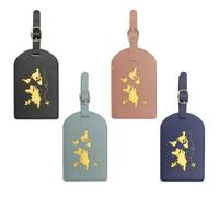 4 Pcs Luggage Tags, Leather Luggage Tags for Suitcases, Suitcase Tags with Name ID Card, Cruise Luggage Tag Holder Travel Accessories for Preventing Loss of Bags and Suitcases