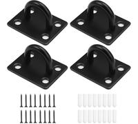4 Pcs M6 Pad Eye Plate, Stainless Steel Suspension Ceiling Hook with Screws | A Load of 60kg, Cold-rolled Steel Pad Eye Plate Heavy Duty for Hanging Basket Planters, Roof Beam, Ceiling Fan