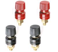 4 Pcs M8 Remote Battery Junction Posts Kits, Copper Remote Battery Connector Terminal for Machines, Car, Ship, Vehicle (Red and Black)