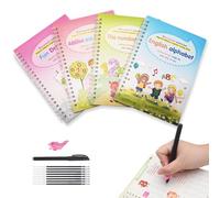 4 Pcs Magical Handwriting Workbooks, Handwriting Practice Books, Handwriting Aid, Reusable Handwriting Workbooks, Grooves Template Design for Children