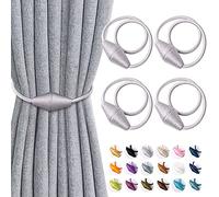 4 Pcs Magnetic Curtain Tie Backs, Conical Curtain Tiebacks Modern Simple Style Drape Tie Backs Curtain Holdbacks, Magnetic Curtain Buckle Clips for Home Hotel Office Window Drapery Decoration (Grey)