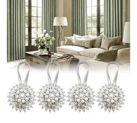 4 PCS Magnetic Curtain Tie Backs, Strong Magnetic Holdbacks, Silver Tie Backs for Curtains, with Durable Construction