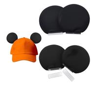 4 Pcs Magnetic Mouse Ears for Hats, Removable Magnet Minni Ear for Cap, Interchangeable Mouse Ears for Baseball Hat, Clip-On Hat Accessory, Adults and Kids, for Theme Parks Halloween Christmas Black