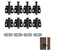 4 PCS Magnetic Push to Open Door Catches, Pressure Touch Release Catches Latch for Cabinet, Cupboard, Wardrobe Doors, Heavy Duty ABS Stainless Steel Magnetic Closer for Kitchen Bathroom Office, Black