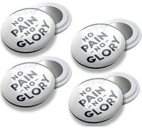 4 Pcs Magnetic Running Bib Clips - Strong Race Number Magnets for Precise and Stable Placement on Technical Clothing, Lightweight Comfort for Marathon, Trail and Triathlon Runners (No Pain No Glory)