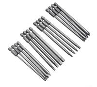 4 Pcs Magnetic Screwdriver Bits Set 100mm Long 1/4 Inch Hex Shank Alloy Steel For Torx Hex Cross Slotted Head Silver(A)