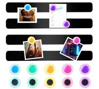 4 Pcs Magnetic Stainless Black Boards Strips 26 x 300 mm Adhesive Backing Bulletin Bar Board Memo Strip with Colorful Magnets for Wall