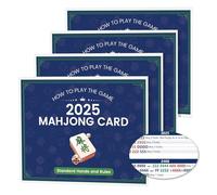 4 Pcs Mahjong Cards 2025 Edition, 4 Pack Large Print American Mahjong Rule Cards, Easy-to-Read Updated Game Guide for Mah Jongg Players