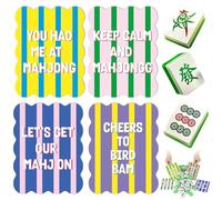4 Pcs Mahjong Tile Mixer Shufflers for Mixing and Shuffling Tiles Plastic Funny Saying Striped Mahjong Accessories Gifts with Decorative Wavy Edge for Mah Jong Lovers Playing Game Home Party Supplies