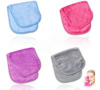 4 PCS Make Up Remover Cloth, Reusable Face Towel Soft, Face Cloths for Washing, Microfibre Cloth, Makeup Wipes, Ldeal for Sensitive Skin 15.74 x 7.87 In