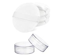 4 PCS Makeup Powder Puff,Washable 2.36 inch Cotton Makeup Powder Puff Pads,White Round Beauty Makeup Tools with Ribbon for Loose Powder Foundation Setting Powder Puffs and Liquid Cosmetic