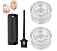4 Pcs Manual Garlic Mincer Set, 2 Garlic Crushers with Black Peeler & Cleaning Brush, Kitchen Tools for Cooking Prep