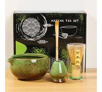 4 Pcs Matcha Whisk Set, Elegant Matcha Tea Set, Japanese Matcha Making Set with Ceramic Whisk Holder Matcha Bowl Matcha Whisk, Matcha Starter Kit, Exquisite Matcha Set for Tea Lovers