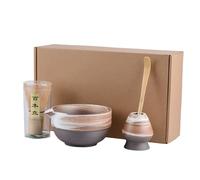 4 Pcs Matcha Whisk Set,Matcha Tea Ceremony Kit with Bamboo Whisk & Scoop,Ceramic Bowl & Whisk Holder,Traditional Japanese Tea Set,Matcha Kit for Tea Lovers