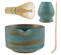 4 Pcs Matcha Whisk Set Matcha Tea Set Matcha Bowl and Whisk Bamboo Scoop Whisk Holder 500ml Ceramic Bowl with Pouring Spout Reusable Matcha Making Kit for Tea Drinking (B)