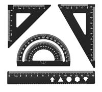 4 Pcs Maths Ruler Set, MSDADA Geometry Sets with Protractor, 15 cm Ruler, Set Square, School Stationery for Student, Teacher, Draftsmen Measuring&Drawing(Black)