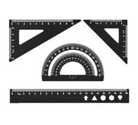 4 Pcs Maths Set, MSDADA Geometry Sets, Ruler Set with Protractor, 20 cm Ruler, 45° Triangle Ruler, 60° Triangle Ruler, School Stationery Set for Student, Teacher, Draftsmen Measuring&Drawing(Black)