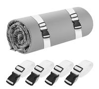 4 Pcs Mattress Topper Straps,63" L x 1.5" W,Adjustable Foam Mattresses Packing Straps with Sturdy Locked Buckles for Moving House Gel Mattress Topper,Storing Bedding Supplies,White