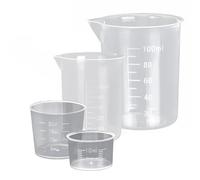 4 Pcs Measuring Jugs,Plastic Measuring Cups,Transparent Graduated Beaker for Lab Household Kitchen Cooking Baking Liquid Medicine Measure Tool-10,20,50,100ml