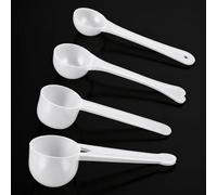 4 PCS Measuring Spoons Set 5g Scoop for Creatine White Long Handle | Plastic Measuring Scoops for Coffee Protein Milk Powder Scoops Creatine Protein Formula Gram Measuring Scooper (1g/3g/5g/10g)