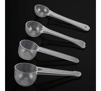 4 Pcs Measuring Spoons Set, Clear Long Handle Plastic Measuring Spoons Coffee Protein Milk Powder Scoops Spoon Kitchen Tools for Creatine Protein Formula Gram Measurings Scooper (1g/3g/5g/10g)