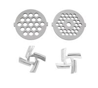 4 Pcs Meat Grinder Blade, Stainless Steel Food Grinding Attachments with Cutting Blades and Plates, Grinder Cutter Replacement Parts for Size 5 Meat Grinder