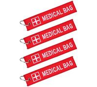 4 PCS Medical Alert Tags for Bag Double-Sided Medical Equipment Device Luggage ID Tag Holder Red Medicals Supplies Inside Tags with Keychains Paramedic Gifts for Backpack Luggage Purse Suitcases