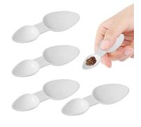 4 PCS Medicine Spoon Reusable,5ml/2.5ml Double Sided Plastic Spoon Suitable for Cereal Powder Milk Coffee for Cooking, Home, Office(White,Size:8.5L x 2.1W centimetres)