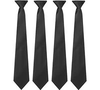 4 Pcs Men's Clip-on Ties Solid Color Men's Tie Pre Tied Clip on Ties for Man Clip on Necktie Button Ties(Black)