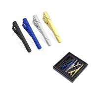 4 Pcs Men's Tie Clips Set, 2.36" Classic Design for All Ties, Non-Slip, Suitable for Weddings, Meetings & Daily Office Wear
