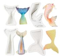 4 PCS Mermaid Tail Silicone Molds DIY Marine Theme Baking Molds Set Fondant Chocolate Molds Reusable Sweet Baking Molds Tools for Cake Candy Muffin Decoration Polymer Soap Resin Clay Crafting Projects