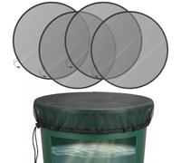 4 Pcs Mesh Cover for Rain Barrels, 100cm Adjustable Water Butt Net Cover with Drawstring, Rain Barrel Netting Screen to Keep Leaves Mosquitos Debris Out for Outdoor Garden
