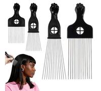 4 PCS Metal Afro Comb for Curly Hair, Metal Comb, Curly Hair Comb,Not Easy to Deform and Break Afro Combs for Hair,Not Easy to Rust Hairs Combs for Care and Styling Style