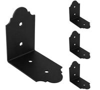 4 PCS Metal Angle Bracket, 90 Degree Large L Brackets, 5.9 in Heavy Duty Corner Angle Connection Joint, Metal Tie Plate Post Beam Connector, Support Reinforcement Brace, Wood DIY L Shelf