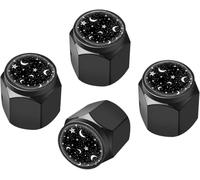 4 Pcs Metal Black Air Valve Cap, Tire Valve Stem Caps Cover, Aluminum Car Wheel Stem Caps,Universal Stem Covers for Cars,Trucks,Bikes,Motorcycles,Corrosion Resistant Valve Caps