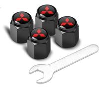 4 Pcs Metal Car Tyre Valve Caps Cover for Mitsubishi Attrage Chariot Dingo Galant Pajero Mini, Dust Caps Leak Proof Car Tire Screw On Easy Grip Corrosion Resistant,Black