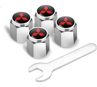 4 Pcs Metal Car Tyre Valve Caps Cover for Mitsubishi Attrage Chariot Dingo Galant Pajero Mini, Dust Caps Leak Proof Car Tire Screw On Easy Grip Corrosion Resistant,Silver