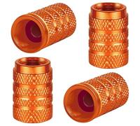 4 pcs Metal Car Tyre Valve Caps for Toyota Reiz Mark X (X130) 2.Gen 2000-2026, Tyre Valve Caps Leak-Proof Car Tire Air Caps Dust Cover Car Tire Accessor,E/Orange