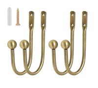 4 Pcs Metal Curtain Holdbacks, Gold Curtain Tie Backs, Curtains U-Shaped Hook, Wall Mounted Window Holder Hooks, Curtain Holder for Wardrobe Shower Curtain