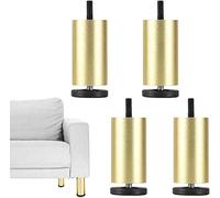 4 Pcs Metal Furniture Legs, Sofa Replacement Legs, Adjustable Table Legs, Round Aluminum Alloy Cabinet Leg for DIY Dressers, Desks, Chairs and Other FurnitureGold-12cm/4.7in