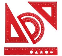 4 Pcs Metal Geometry Set Aluminum Alloy Ruler | Math Drafting Rulers Kit Aluminum Triangle Rulers Geometric Protractor Triangular Ruler Set for Teacher Architects Engineers