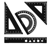 4 Pcs Metal Geometry Set Triangular Ruler Set Aluminum Alloy Ruler Math Drafting Rulers Kit- Aluminum Triangle Rulers Geometric Protractor for School Student Teacher Architects Engineers