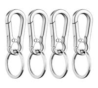 4 Pcs Metal Keychain Carabiner Clip - Key Ring Hoop - Keyring Clip - Key Ring Chain Clips Hook Holder Organizer for Men & Women - Car Keys, Purse Finder, Daily Use - Black