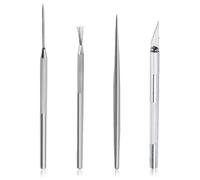 4 Pcs Metal Polymer Clay Tools, Multifunctional Clay Sculpting Tools, Silver Sculpture Needle Clay Needle Tool Suitable for Modeling, Handmade DIY Clay Crafting, Embossing, Pottery, Sculpting