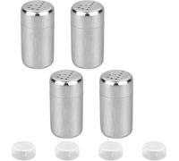 4 PCS Metal Salt Pepper Dredge Shakers, Mini Salt Shaker, 5ml Salt Shaker Small with Lid, Stainless Steel Salt for Restaurants, Camping and Outdoor Barbecue