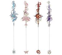 4 Pcs Metal Sword Bookmarks Set, Fantasy Medieval Knight Sword Page Markers with Tassel Chain Pendants, Cool Vintage Book Accessories & Bookish Reading Gifts for Men, Women, Teens & Book Lovers (10cm)